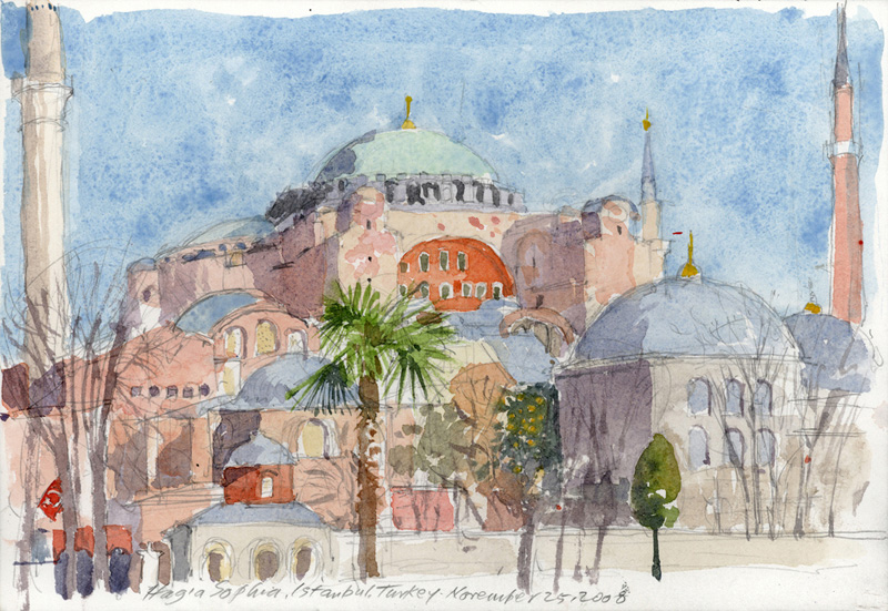 Hagia Sophia, Istanbul, Turkey | Watercolor Paintings | John Thompson Paintings