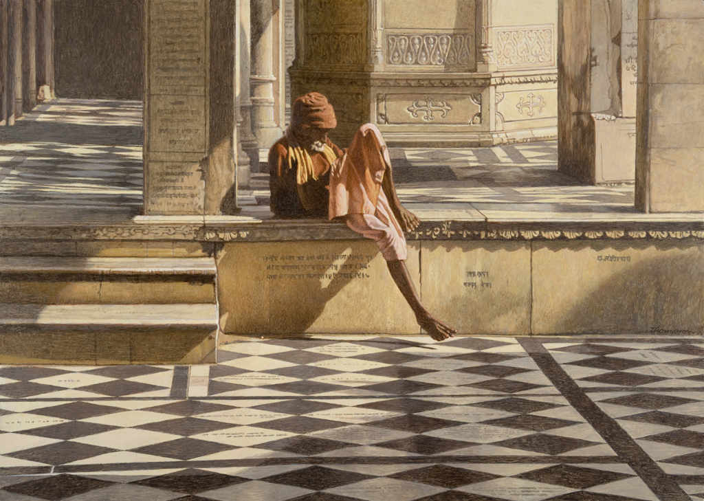 Man Sleeping in Temple | India Paintings | John Thompson Paintings