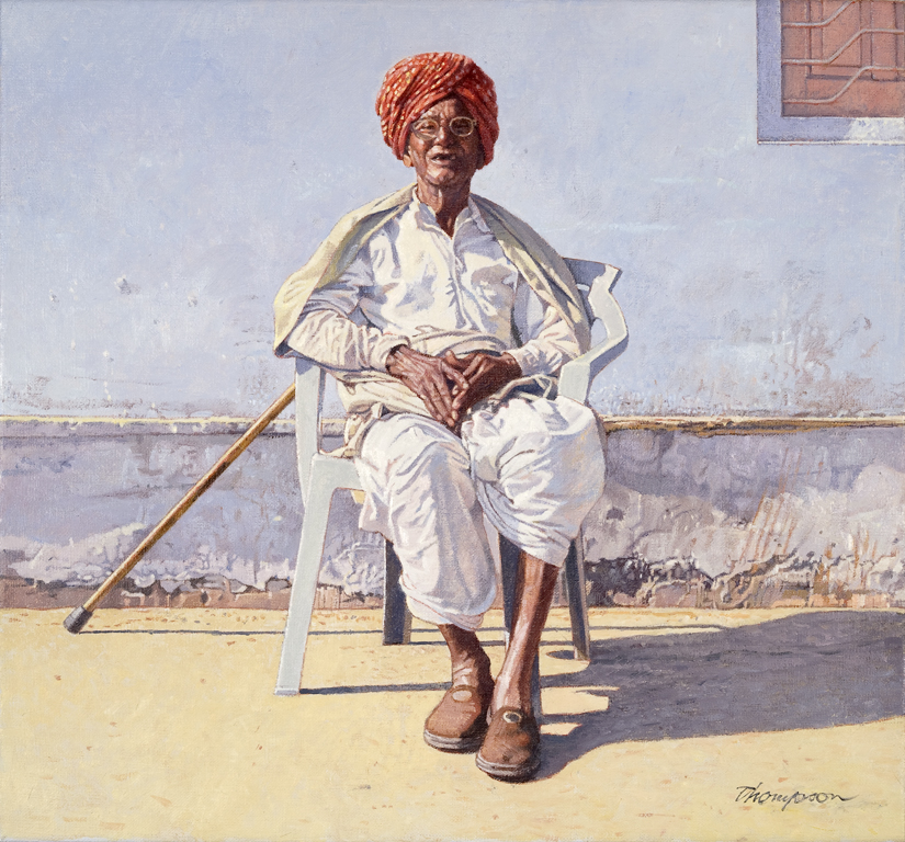 Seated Man with Red Turban | Portrait Paintings | John Thompson Paintings
